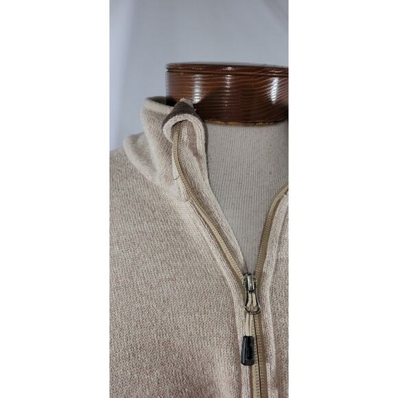 Orvis Trout Bum Mens Large Beige Full Zip Long Sleeve Outdoor Pockets Sweater - Picture 3 of 13